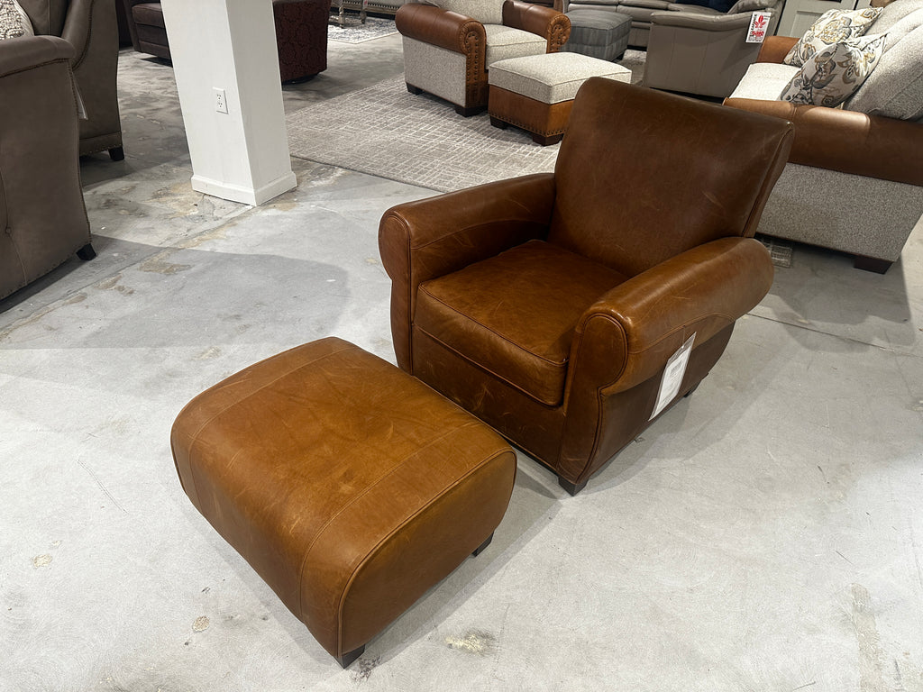 596 - Tight-back Chair, and Ottoman - Factory Outlet
