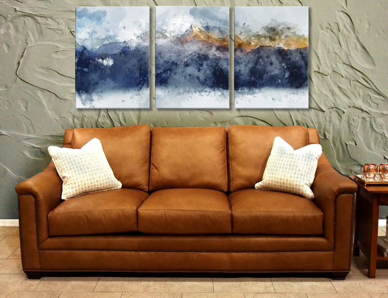 Camel leather hot sale sofa