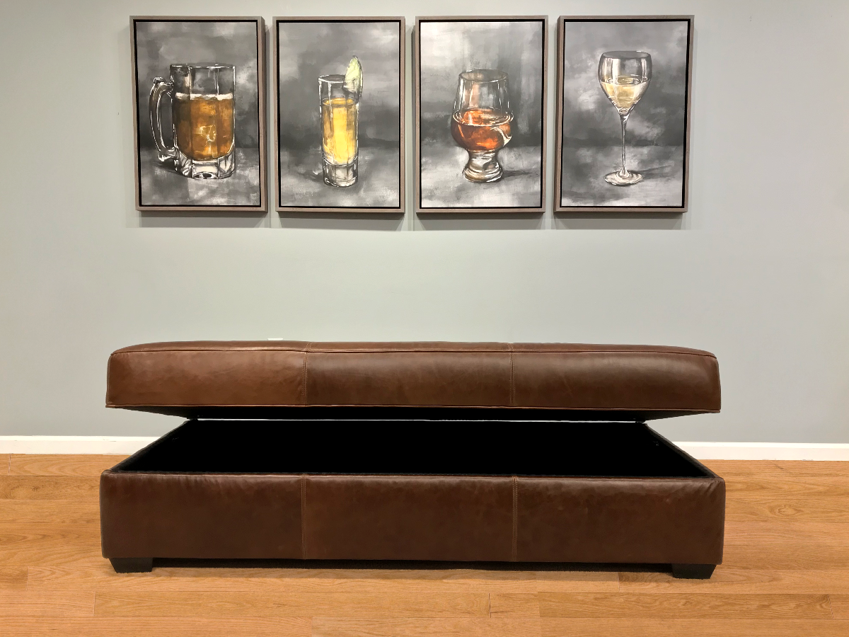 550 50 Restoration Bench Leather Ottoman with Storage American