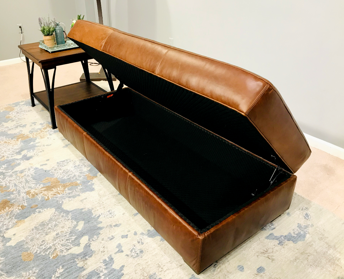 550 50 Restoration Bench Leather Ottoman with Storage American