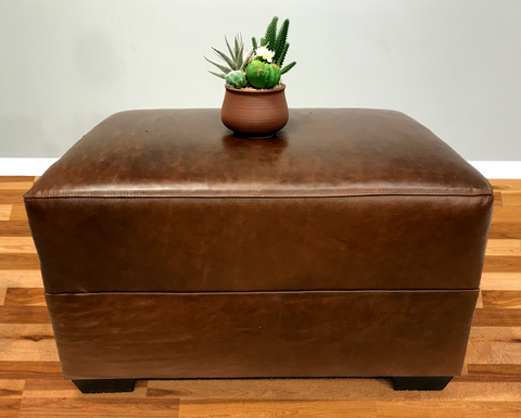 Restoration hardware leather deals ottoman