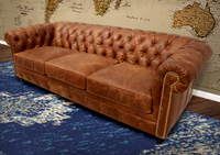 607-03 Louise Leather Chesterfield Sofa